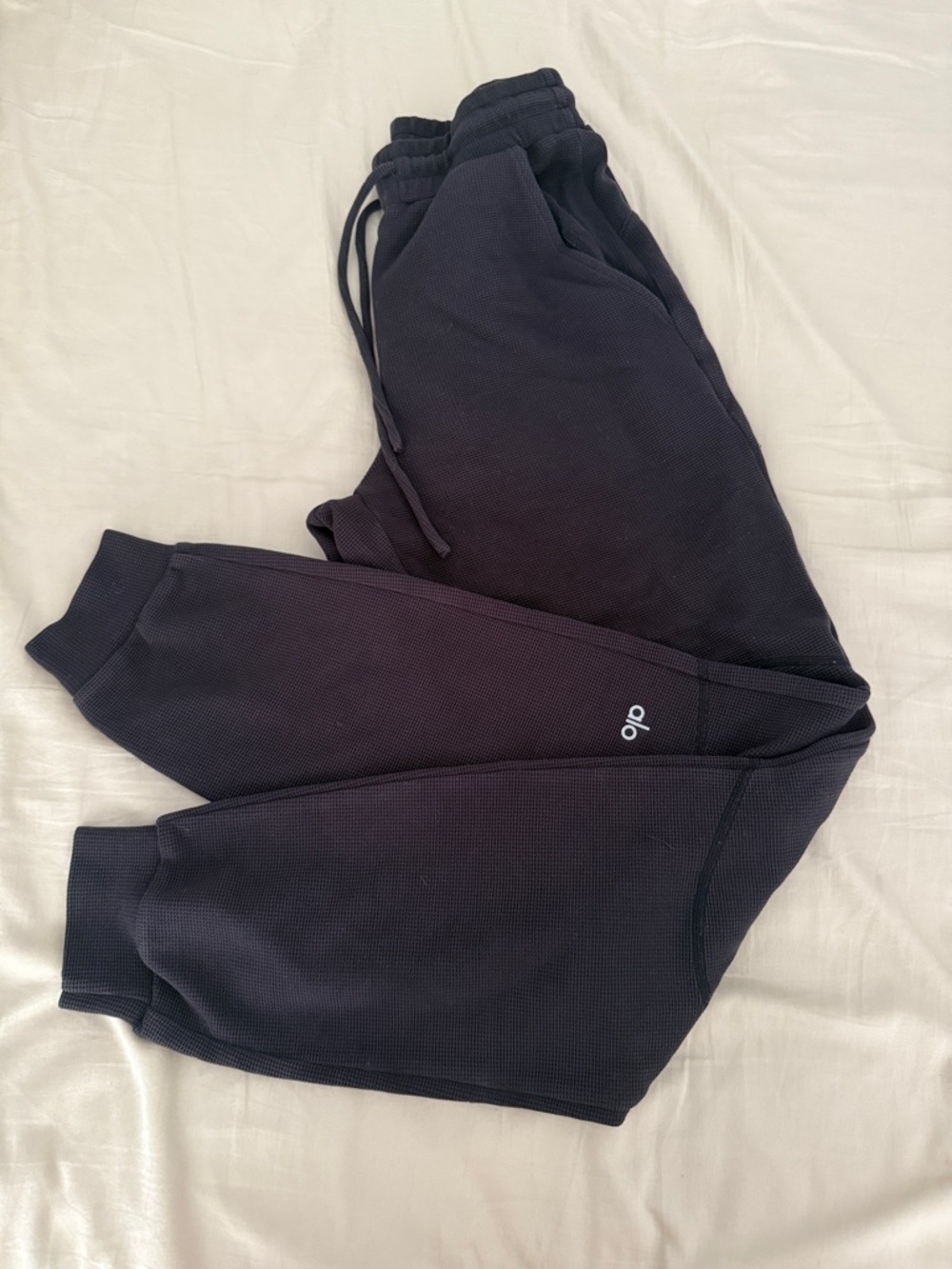 ALO Yoga Black Waffle Knit Joggers